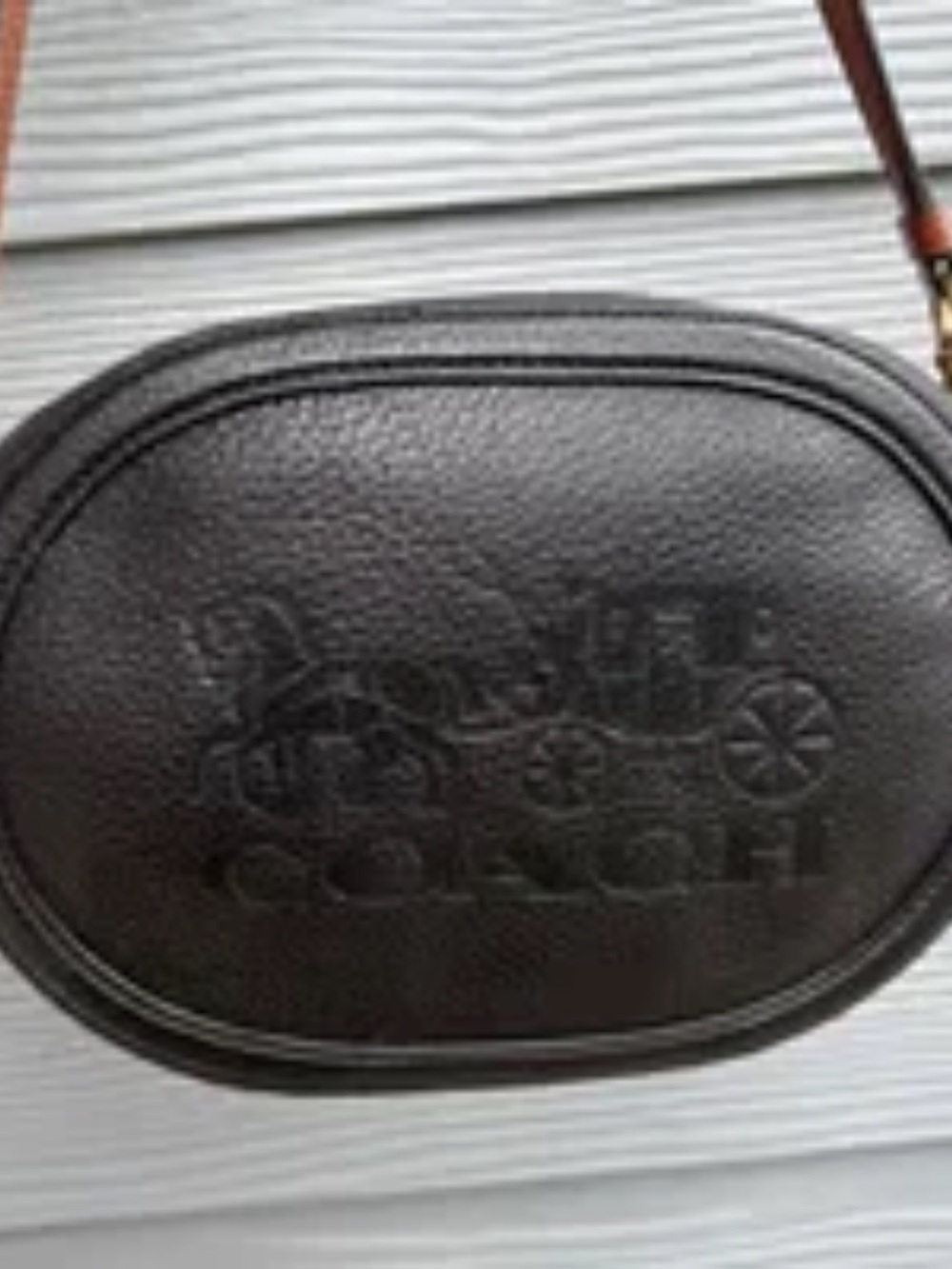 Coach Jamie Camera Bag Embossed Pebbled Leather Crossbody - Black & Red